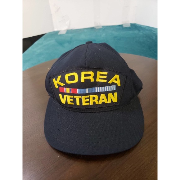 VINTAGE Korea Veteran Hat Mens Black Snapback One Size Adjustable War Logo USA - Picture 2 of 8